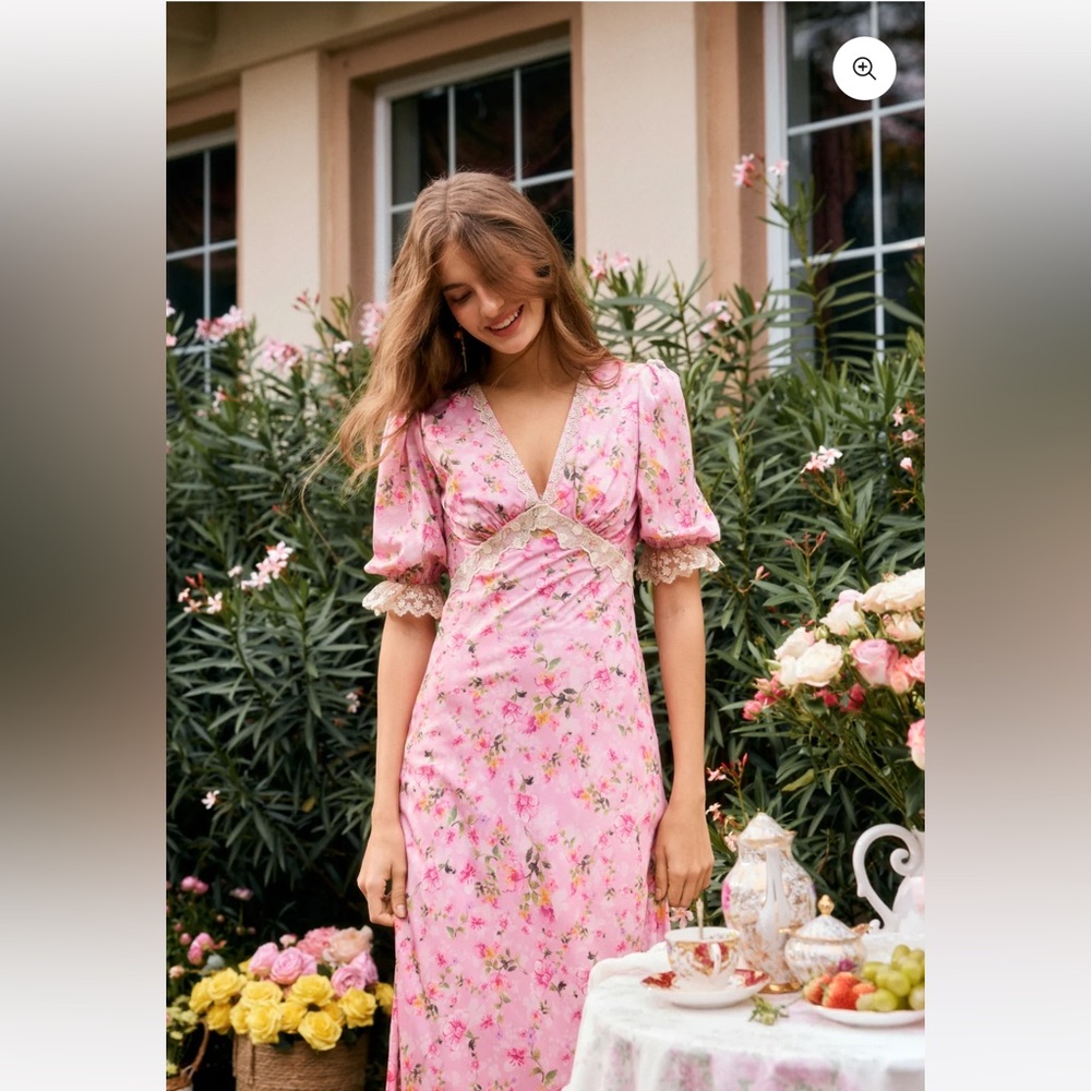 Pink floral maxi dress